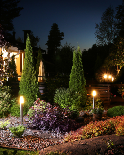 Cost-Effective Tree Care illustrated by small trees in a smaller urban garden