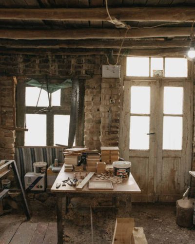 a tool shed to store the wood chippers tools of the trade